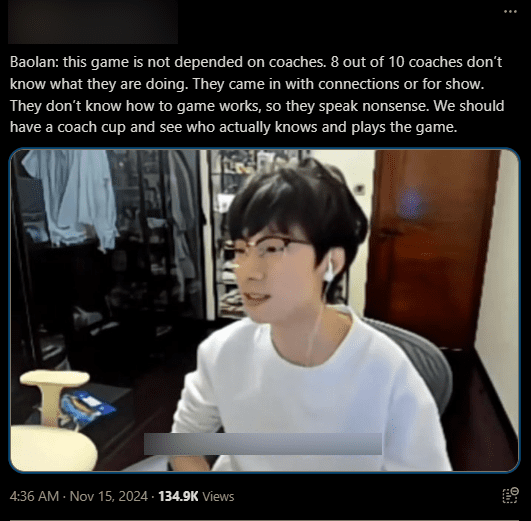 Former World Champion 2018 - Baolan makes controversial statements about the role of coaches in League of Legends