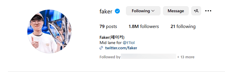 Faker is also the League of Legends player with the highest Instagram followers in the world