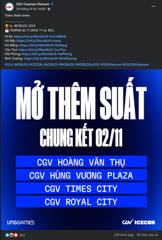 CGV is ready to open more slots to serve Vietnamese League of Legends viewers