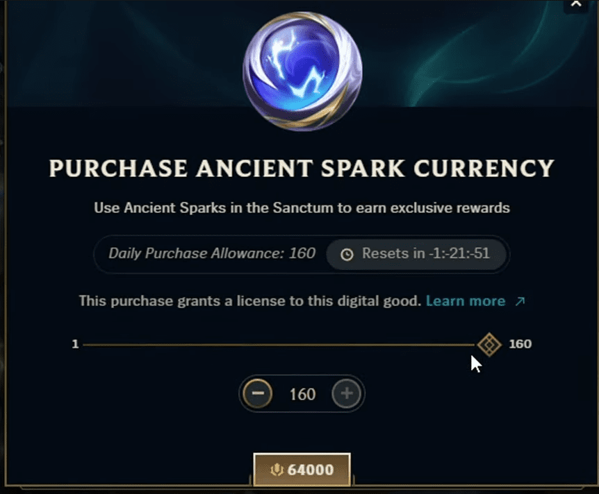 You will need to spend 32,000 RP for 80 rolls to guarantee receiving the Arcane Jinx skin