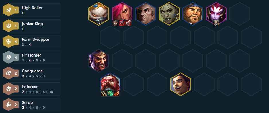 A complete composition at the end of the game with the 4 Iron Fist Fighters and 4 Dual Forms