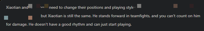 Tian needs to change his playstyle, he hasn't evolved at all. All Tian can do is initiate fights, he can't control the jungle or deal damage