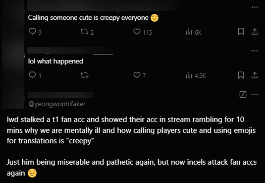 There are reports that IWDominate directly attacked a T1 fangirl with toxic words on stream, even calling her mentally unstable
