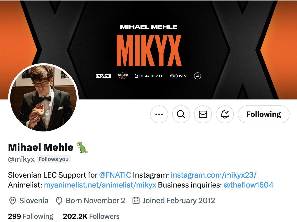 Mykix added a 'dinosaur' emoji to his X account