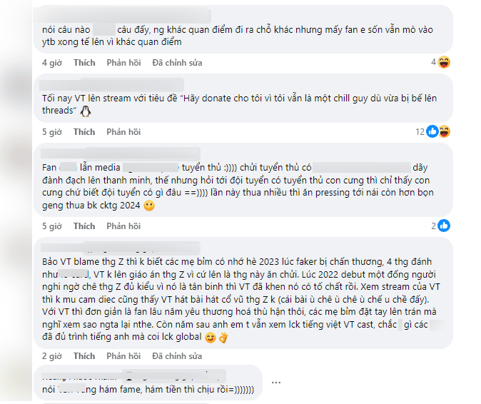 VCS audience defending the commentator