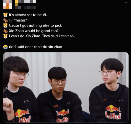 Earlier, Oner revealed he would choose Vi because Riot did not allow him to pick Xin Zhao