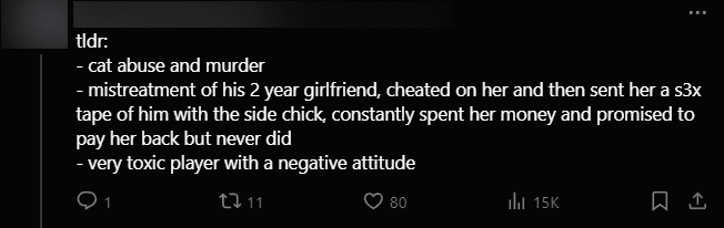 A fan compiled a list of Ale's scandals