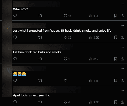Some fans are surprised, but others understand that this is Yagao's personality