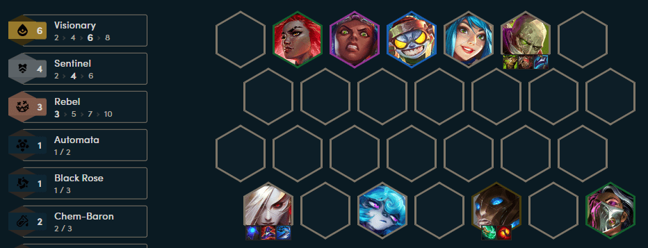 The complete composition with the 6 Seers threshold at the end of the game