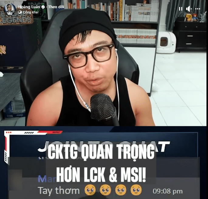 The controversial clip of commentator Hoàng Luân discussing T1's LCK Awards 2024