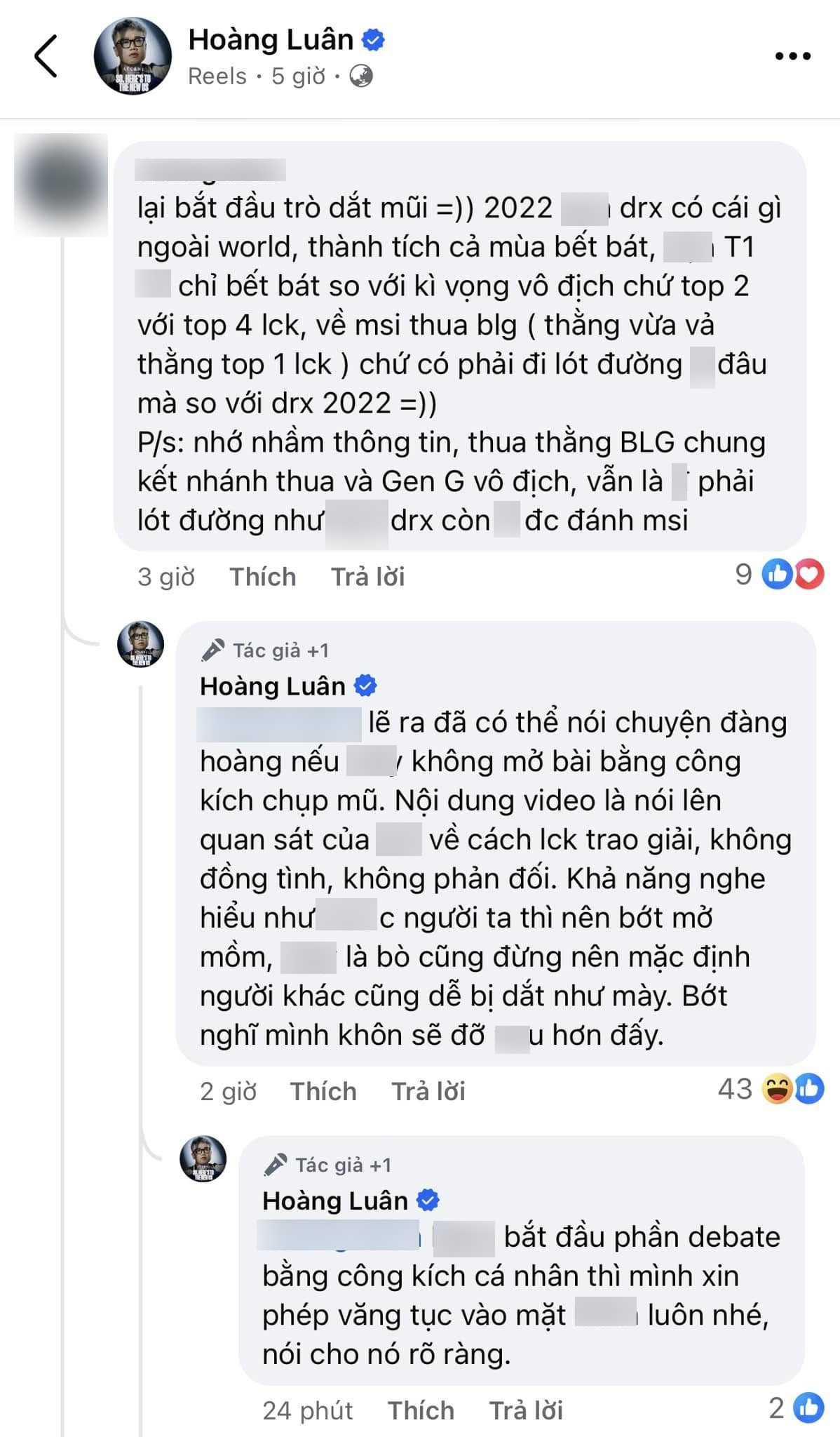 The commentator engaged in a back-and-forth with a VCS fan
