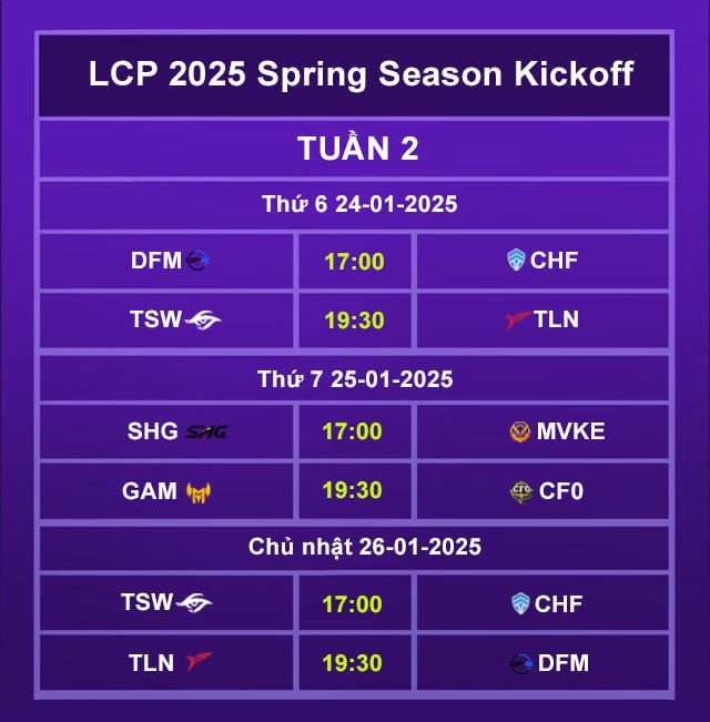 Latest LCP 2025 Season Kickoff Schedule