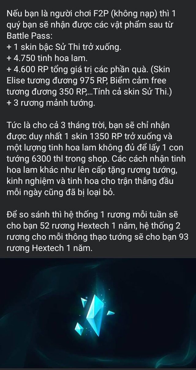 The League of Legends community in Vietnam has made more specific calculations for the benefits that players can receive.