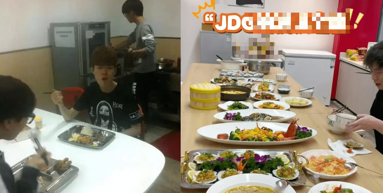 LPL fans dug up the image of Deft receiving a meager food tray at EDG and compared it to the sumptuous meals at JDG to highlight the differences in how the two teams treat their players
