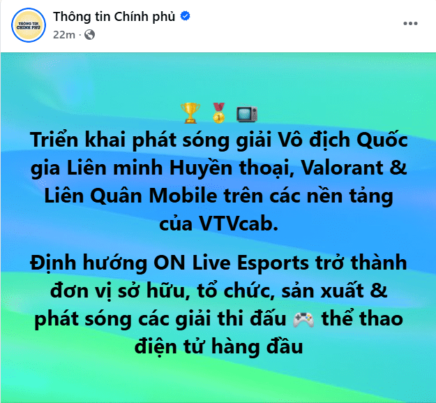 The top Esports titles currently in Vietnam will be broadcast on VTVCab's platforms.
