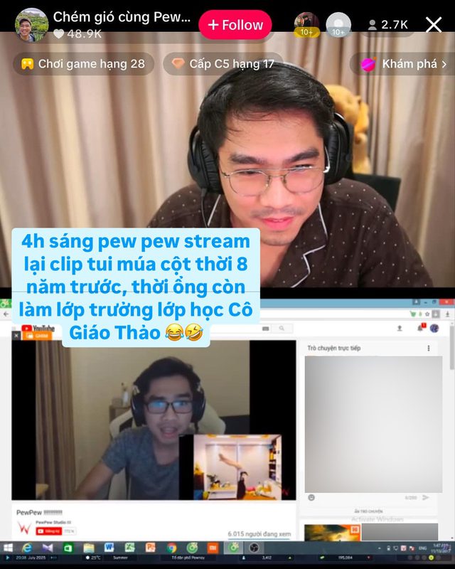 PewPew unexpectedly restreams an old live clip of him watching a hot girl perform pole dancing.