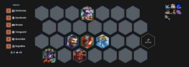 Level 6 team composition.