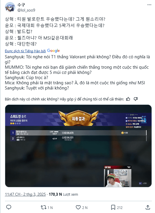 Faker was unaware of the tournament T1 VALORANT just won but still congratulated his teammates in the organization.