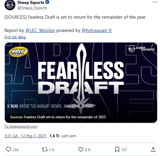 There is information that Riot will apply Fearless Draft for the rest of 2025.
