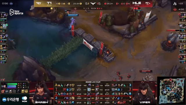 Even when Viper used Corki and was killed 3 times, along with Delight frequently ganking, Smash still couldn't get ahead despite Caitlyn being a long-range champion with strong wave-clear ability.