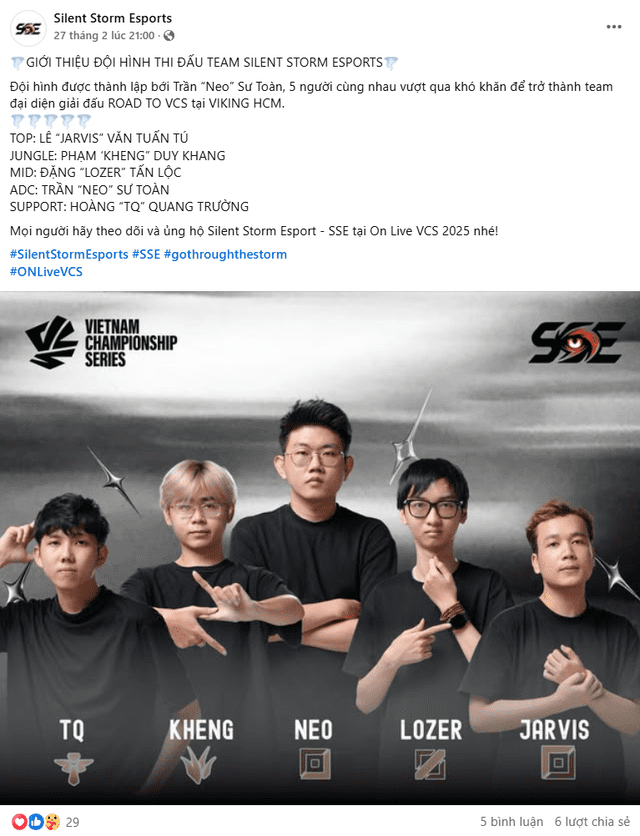 The Silent Storm Esports team competed in VCS for exactly one season.