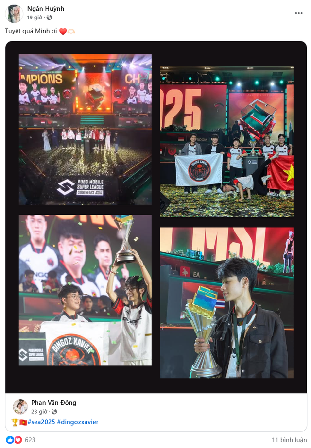Ngân Sát Thủ is incredibly happy as her husband just won the international PUBGM championship.