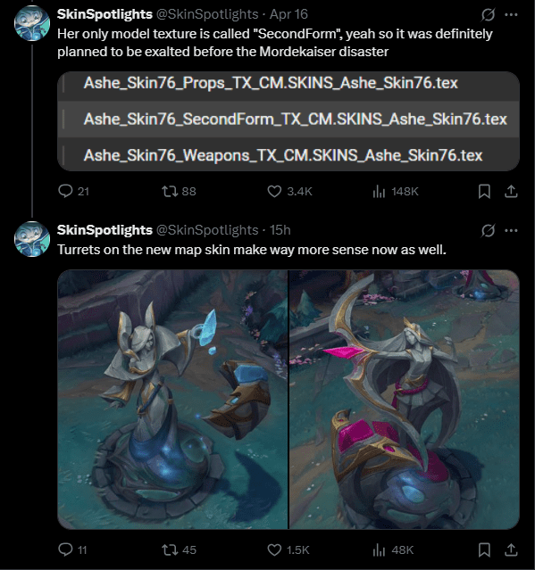 The new Ashe skin only has one new aspect related to the character's design, which is the 