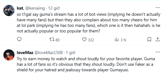 Two of the comments defending Gumayusi received significant support from the international League of Legends community.
