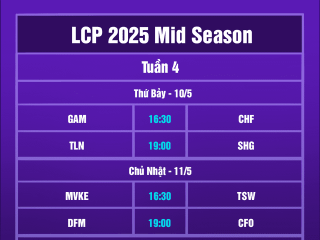 Latest LCP 2025 Mid Season Schedule.