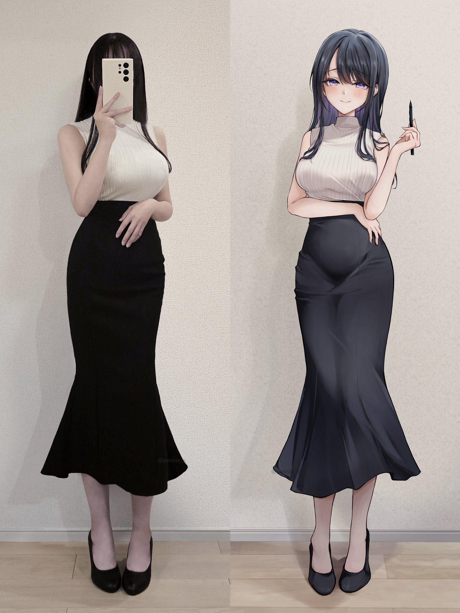 Female artist Pen姉 is famous for using her own image to build character designs