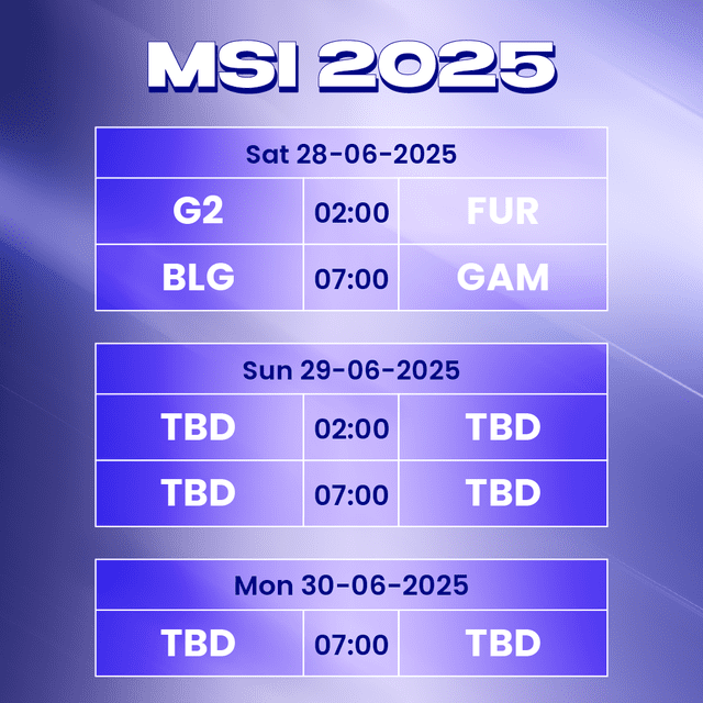 Latest MSI 2025 schedule.