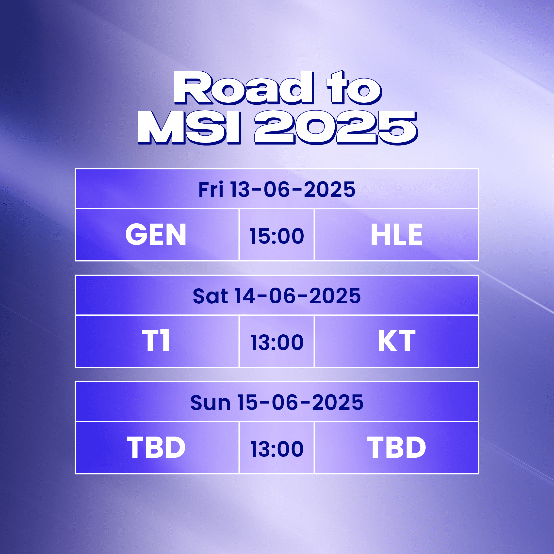 Latest schedule for Road to MSI 2025
