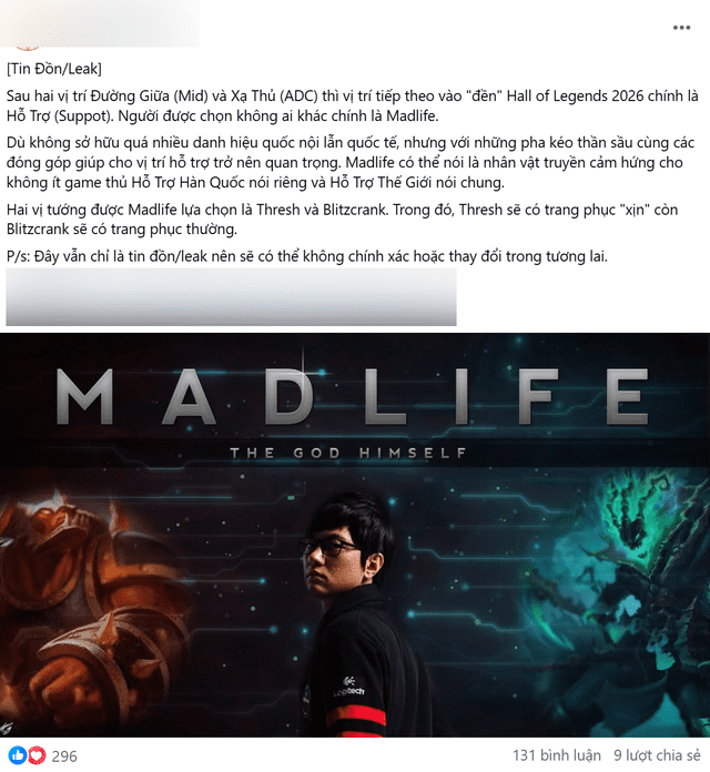 Information emerges about MadLife joining the Hall of Legends.
