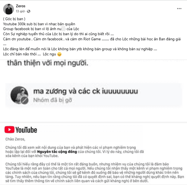He announced that his YouTube channel was struck for copyright, and the fan group had also 