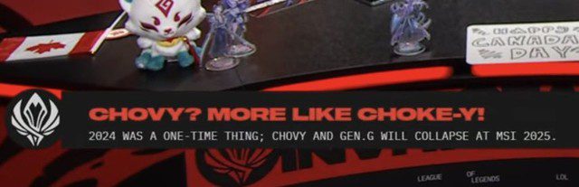 A controversial comment related to Chovy used by analysts for debate in the MSI 2025 discussion program, mocking Chovy.