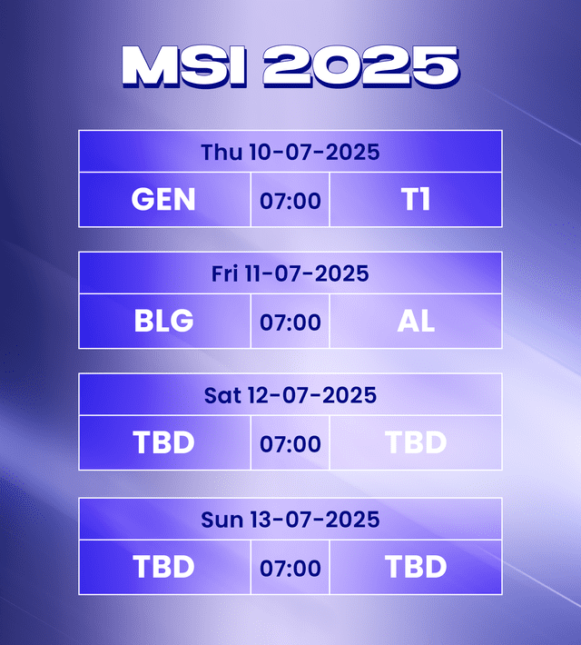 Latest MSI 2025 schedule.