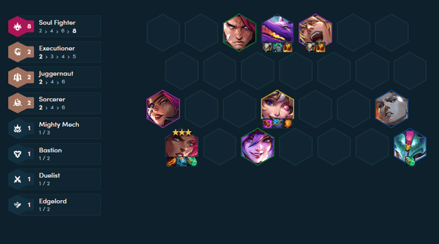 Complete composition at the end of the match.