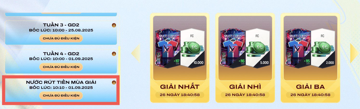 End of season cash grab lucky draw prizes