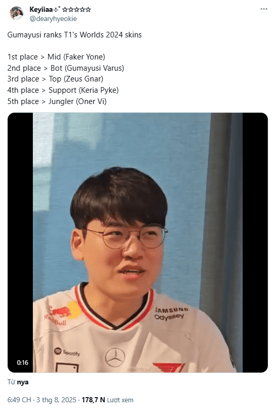 Gumayusi doesn't mention Sylas skin.