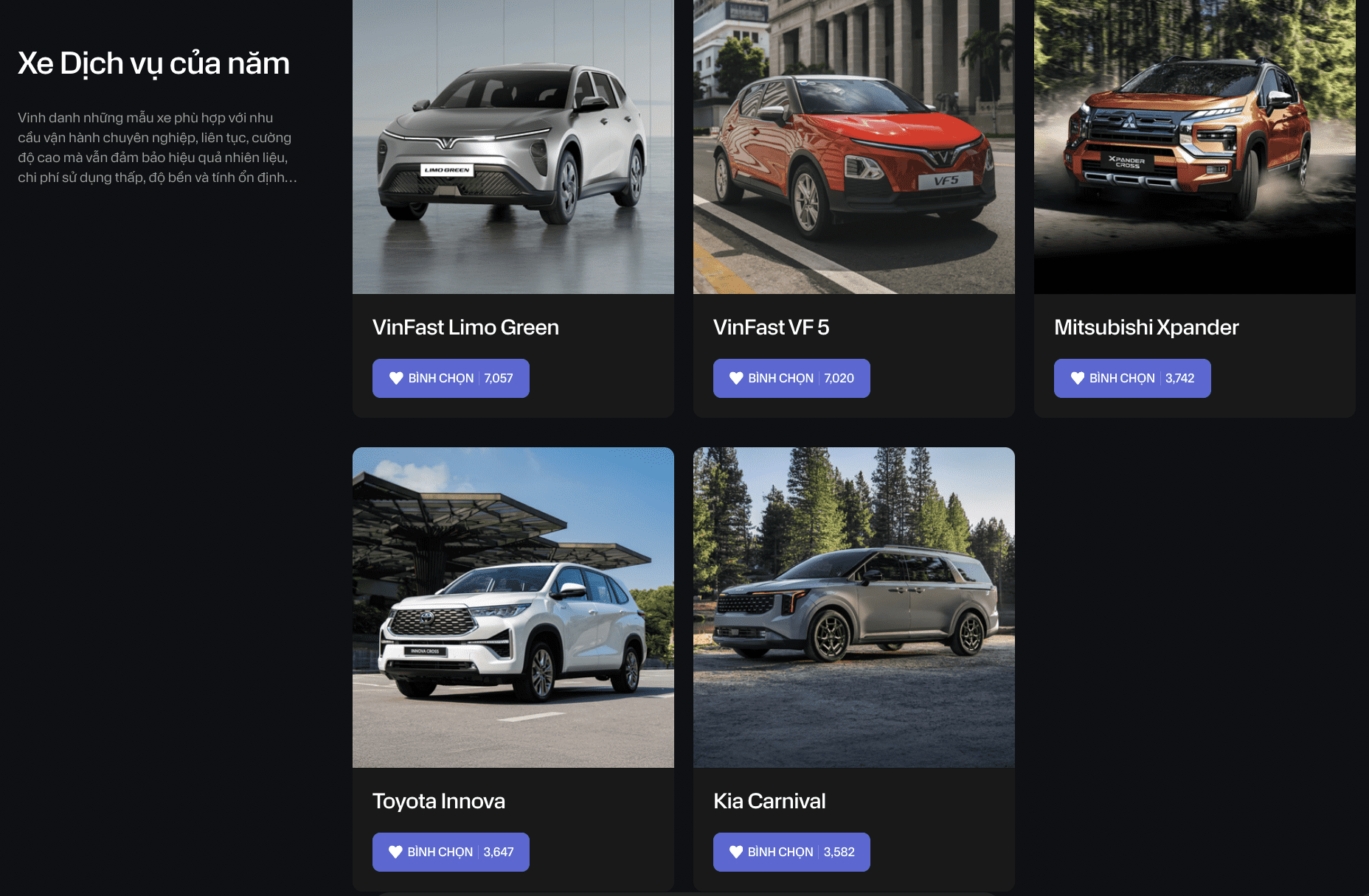 Top 5 Service Car of the Year category.