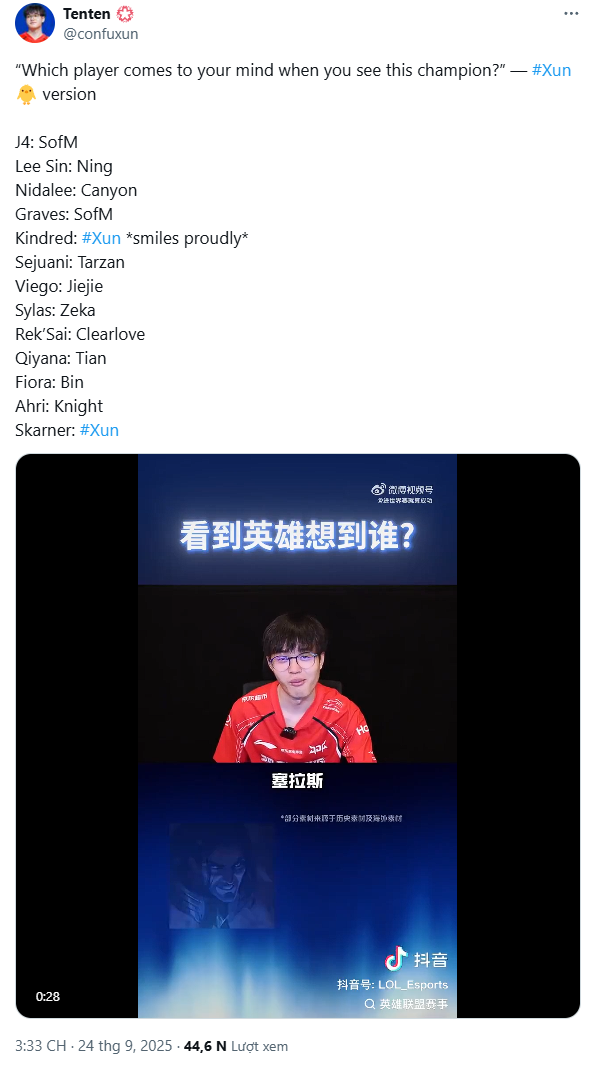 Xun did not hesitate to mention SofM with Jarvan IV and Graves