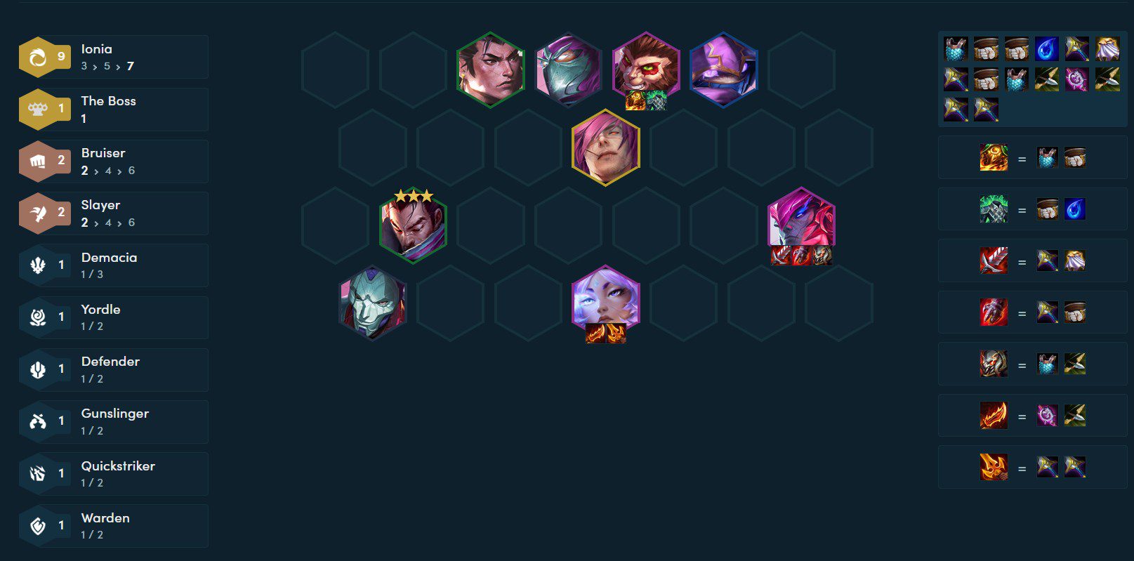 The most complete composition possible at the end of the game.