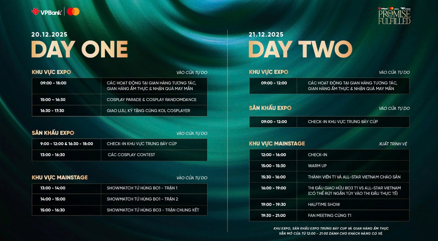 Schedule for VPBank Presents T1 in Vietnam: The Promise Fulfilled