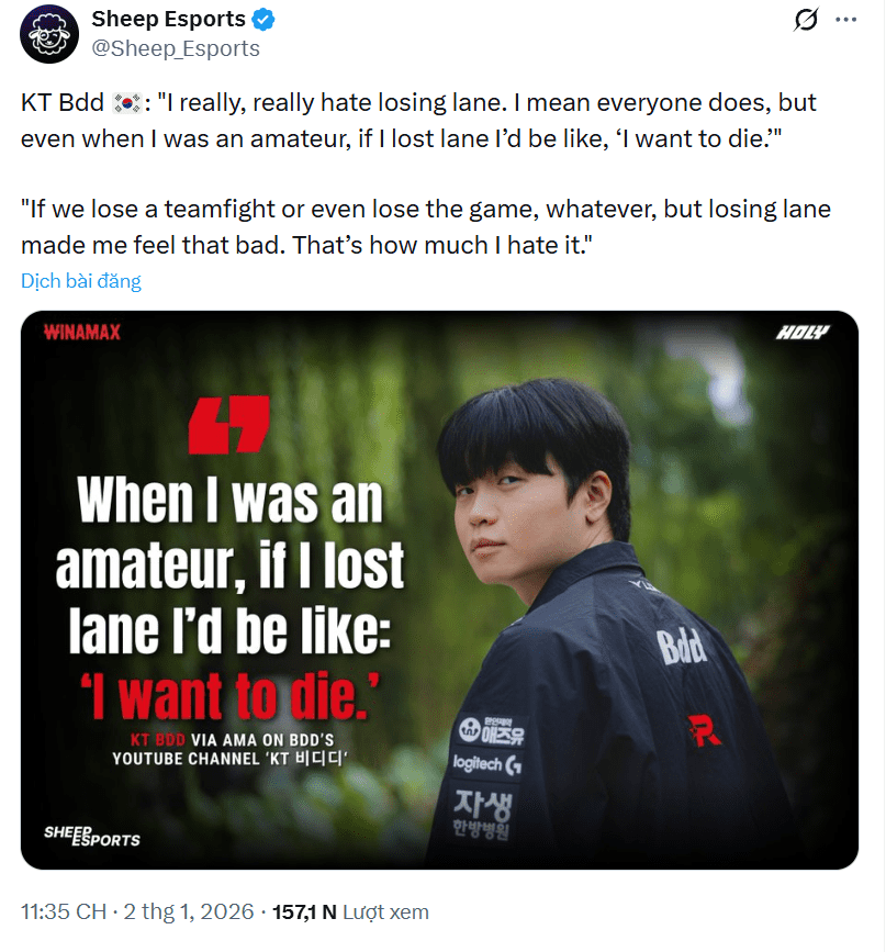 Bdd admits he hates and is obsessed with losing lane more than losing a match.