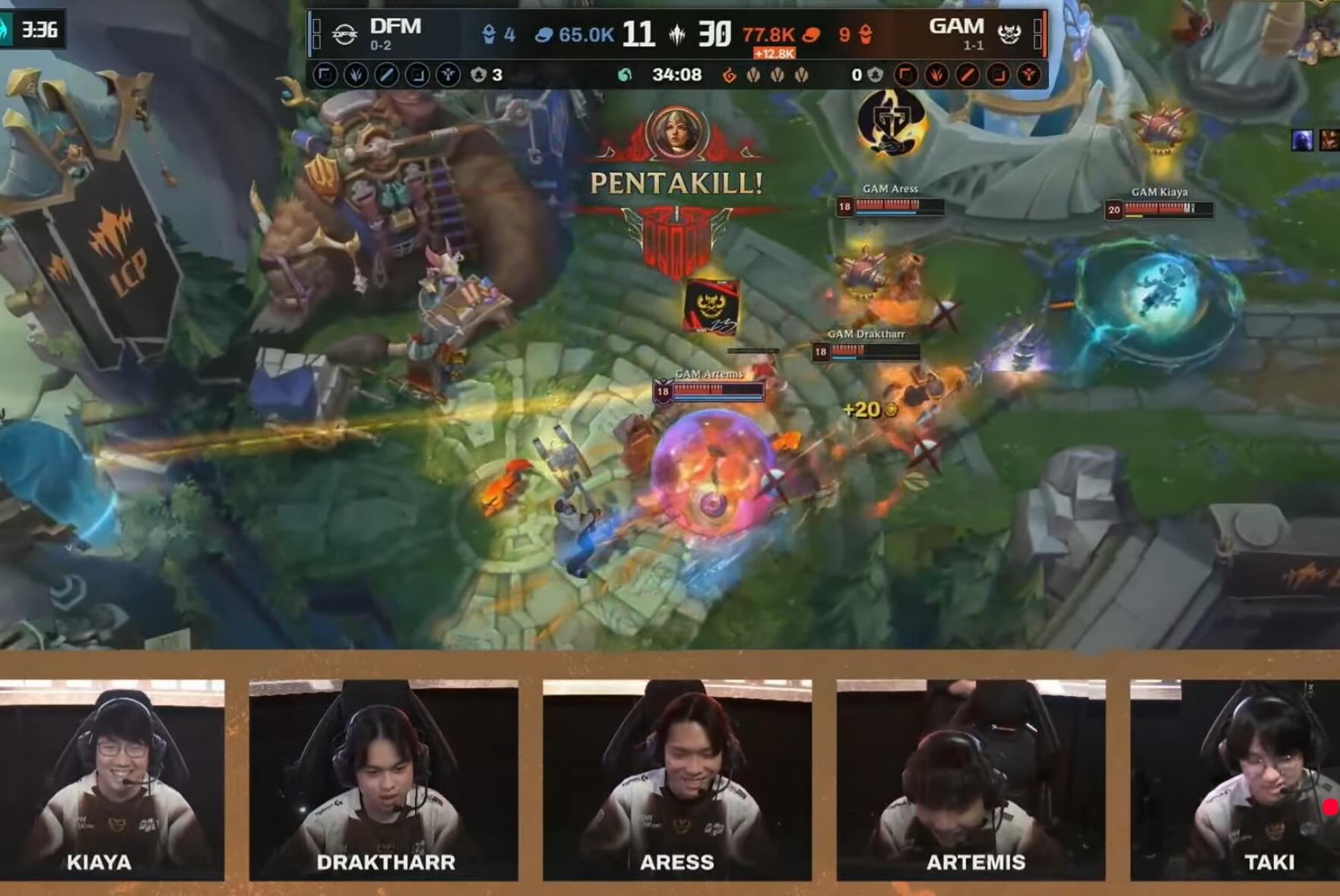He becomes the first player in the tournament's history to have 2 pentakills in a single game.