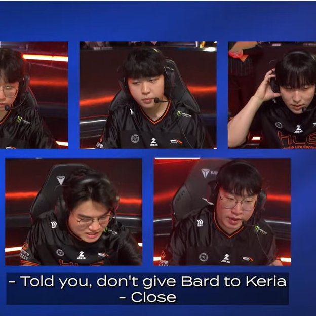 Gumayusi speaks up after HLE lost to T1 in game 3 with Keria using Bard.