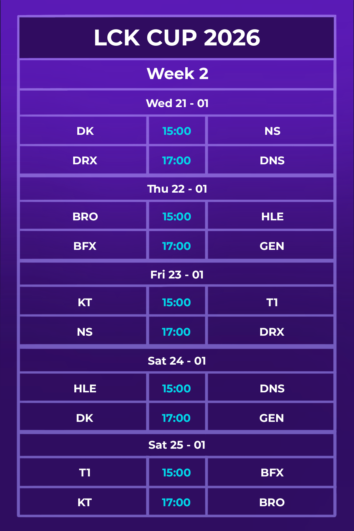 Latest LCK Cup 2026 Schedule.