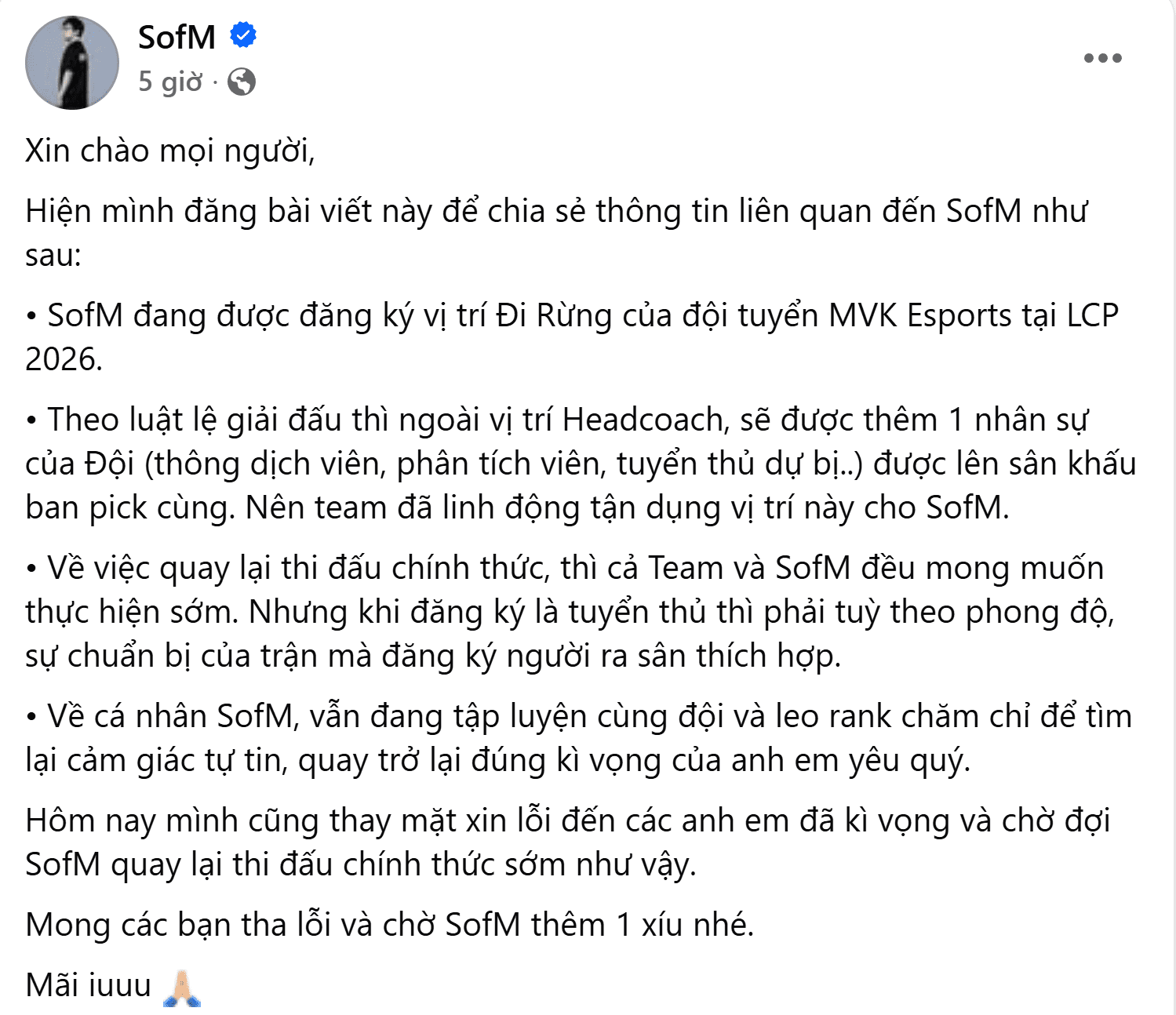 SofM explains the situation.