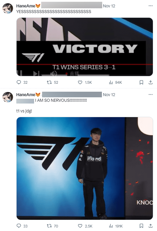 She has supported T1 many times in the past