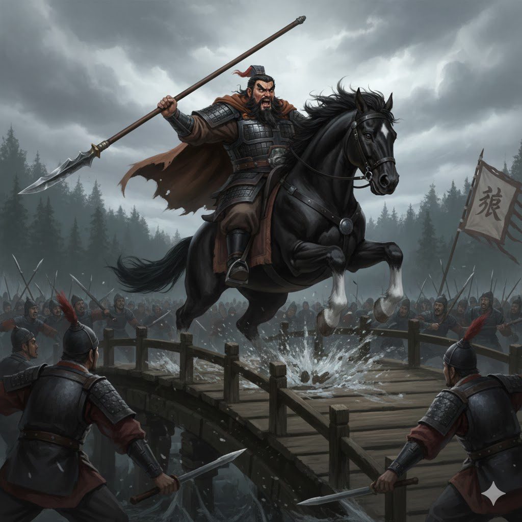 O Van Dat Tuyet and Zhang Fei intimidated the Cao army at Chang Ban Bridge.